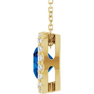 14K Yellow Gold Lab-Grown Blue Sapphire & 1/4 CTW Natural Diamond 16-18" Necklace