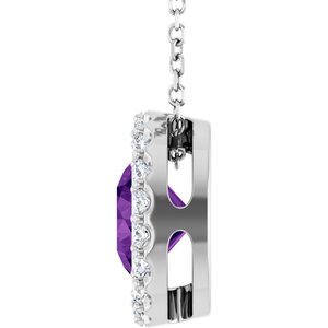 Sterling Silver Natural Amethyst & 1/4 CTW Natural Diamond 16-18" Necklace