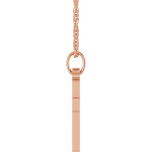 14K Rose Gold .02 CT Natural Diamond Cross 18" Necklace