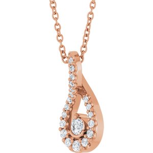 14K Rose Gold 1/6 CTW Lab-Grown Diamond 16-18" Necklace