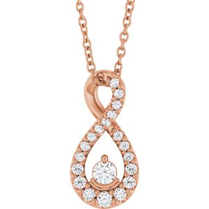 14K Rose Gold 1/6 CTW Natural Diamond 16-18" Necklace