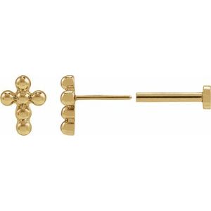 Beaded Cross Stud Earring