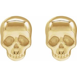 14K Yellow Skull Earring