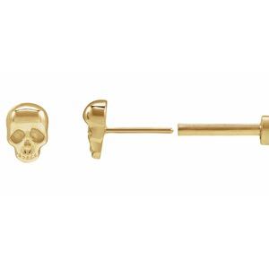 14K Yellow Skull Earring