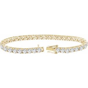 10K Yellow Gold Imitation White Cubic Zirconia 7" Line Bracelet