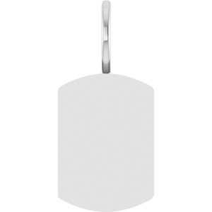 14K White Gold Engravable Dog Tag Charm/Pendant