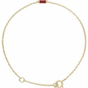 14K Yellow Gold Vermeil Lab-Grown Ruby 6 1/2-7 1/2" Bracelet