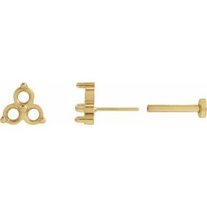 14K Yellow Gold 2.5 mm Round Three-Stone Earring Mounting