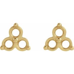 14K Yellow Gold 2.5 mm Round Three-Stone Earring Mounting