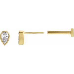 14K Yellow Gold 1/10 CT Lab-Grown Diamond Bezel-Set Earring