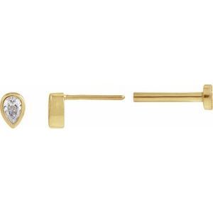 14K Yellow Gold .05 CT Lab-Grown Diamond Bezel-Set Earring