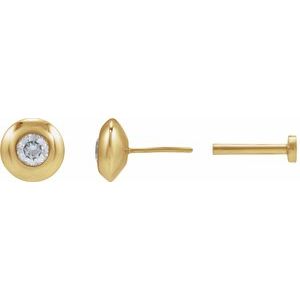 14K Yellow Gold 1/10 CT Lab-Grown Diamond Domed Bezel-Set Earring