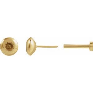 14K Yellow Gold 2.5 mm Round Domed Bezel-Set Earring Mounting