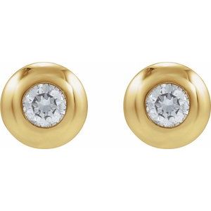 14K Yellow Gold 1/10 CT Natural Diamond Domed Bezel-Set Earring