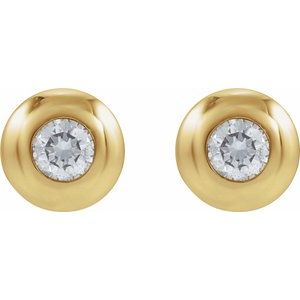 14K Yellow Gold 1/10 CT Lab-Grown Diamond Domed Bezel-Set Earring – image 2