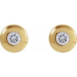 14K Yellow Gold .03 CT Natural Diamond Domed Bezel-Set Earring – image 2