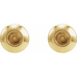 14K Yellow Gold 3 mm Round Domed Bezel-Set Earring Mounting – image 2
