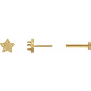 14K Yellow Gold 2 mm Round Cabochon Star Single Earring Mounting