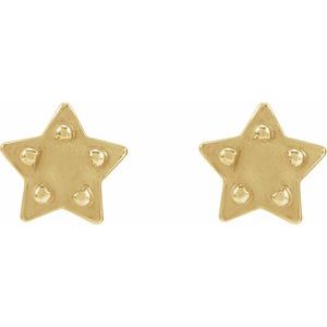14K Yellow Gold 2 mm Round Cabochon Star Single Earring Mounting – image 2