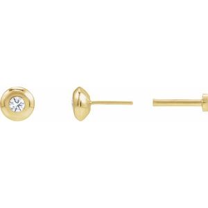 14K Yellow Gold .06 CT Lab-Grown Diamond Domed Bezel-Set Earring