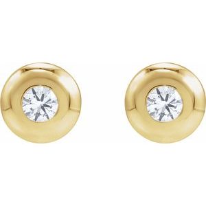 14K Yellow Gold .06 CT Natural Diamond Domed Bezel-Set Earring – image 2