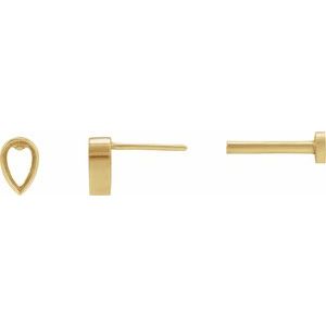 14K Yellow Gold 4x2.5 mm Pear Bezel-Set Earring Mounting