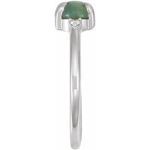 Sterling Silver Natural Moss Agate & .03 CTW Natural Diamond Ring