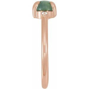 14K Rose Gold Natural Moss Agate & .03 CTW Natural Diamond Ring