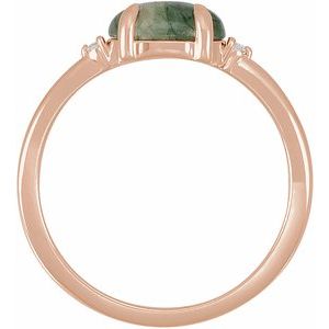14K Rose Gold Natural Moss Agate & .03 CTW Natural Diamond Ring