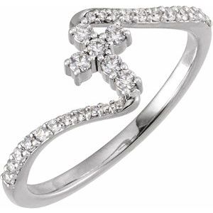 Sterling Silver 1/4 CTW Lab-Grown Diamond Cross Ring