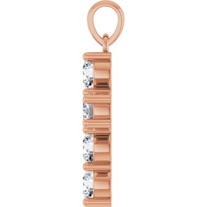 14K Rose Gold 1 CTW Lab-Grown Diamond Cross Pendant