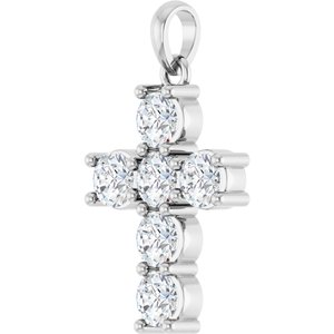 Sterling Silver 1 CTW Lab-Grown Diamond Cross Pendant