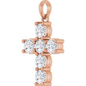 14K Rose Gold 1 CTW Lab-Grown Diamond Cross Pendant