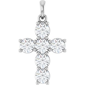 Sterling Silver 1 CTW Lab-Grown Diamond Cross Pendant