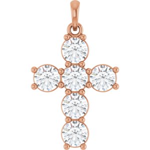 14K Rose Gold 1 1/2 CTW Lab-Grown Diamond Cross Pendant