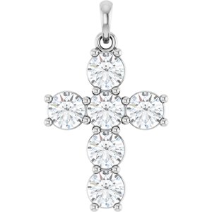 14K White Gold 1 1/2 CTW Lab-Grown Diamond Cross Pendant