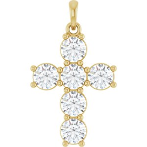 14K Yellow Gold 1 1/2 CTW Natural Diamond Cross Pendant