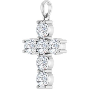 Sterling Silver 1 1/2 CTW Natural Diamond Cross Pendant