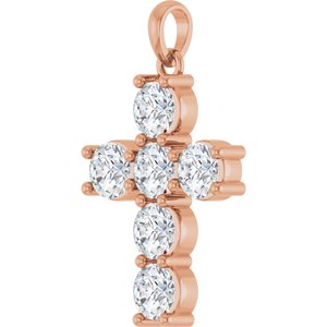 14K Rose Gold 1 1/2 CTW Natural Diamond Cross Pendant