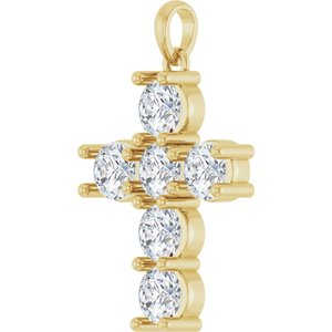 14K Yellow Gold 2 CTW Natural Diamond Cross Pendant
