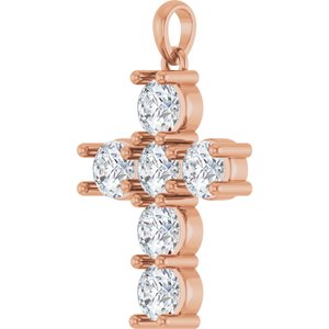 14K Rose Gold 2 CTW Natural Diamond Cross Pendant