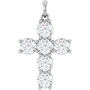 14K White Gold 2 CTW Natural Diamond Cross Pendant