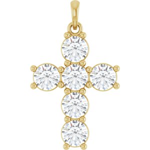 14K Yellow Gold 2 CTW Natural Diamond Cross Pendant