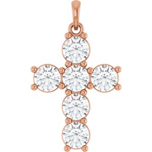 14K Rose Gold 2 CTW Natural Diamond Cross Pendant