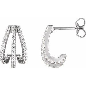 14K White Gold 1/2 CTW Natural Diamond 14 mm Hoop Earrings