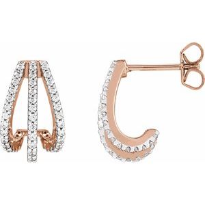14K Rose Gold 1/2 CTW Lab-Grown Diamond 14 mm Hoop Earrings