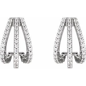 14K White Gold 1/2 CTW Natural Diamond 14 mm Hoop Earrings – image 2
