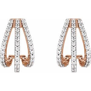 14K Rose Gold 1/2 CTW Natural Diamond 14 mm Hoop Earrings