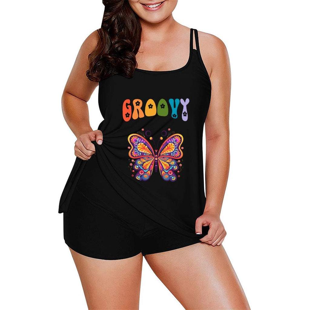 Groovy Butterfly Tankini Two-Piece Swimsuit for Women (Made in USA)