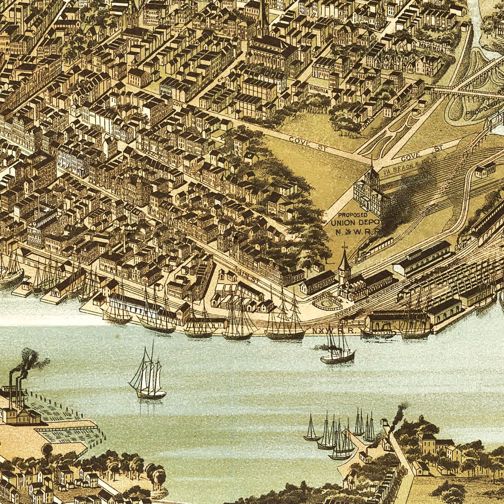 Vintage Map of Norfolk, Virginia 1892